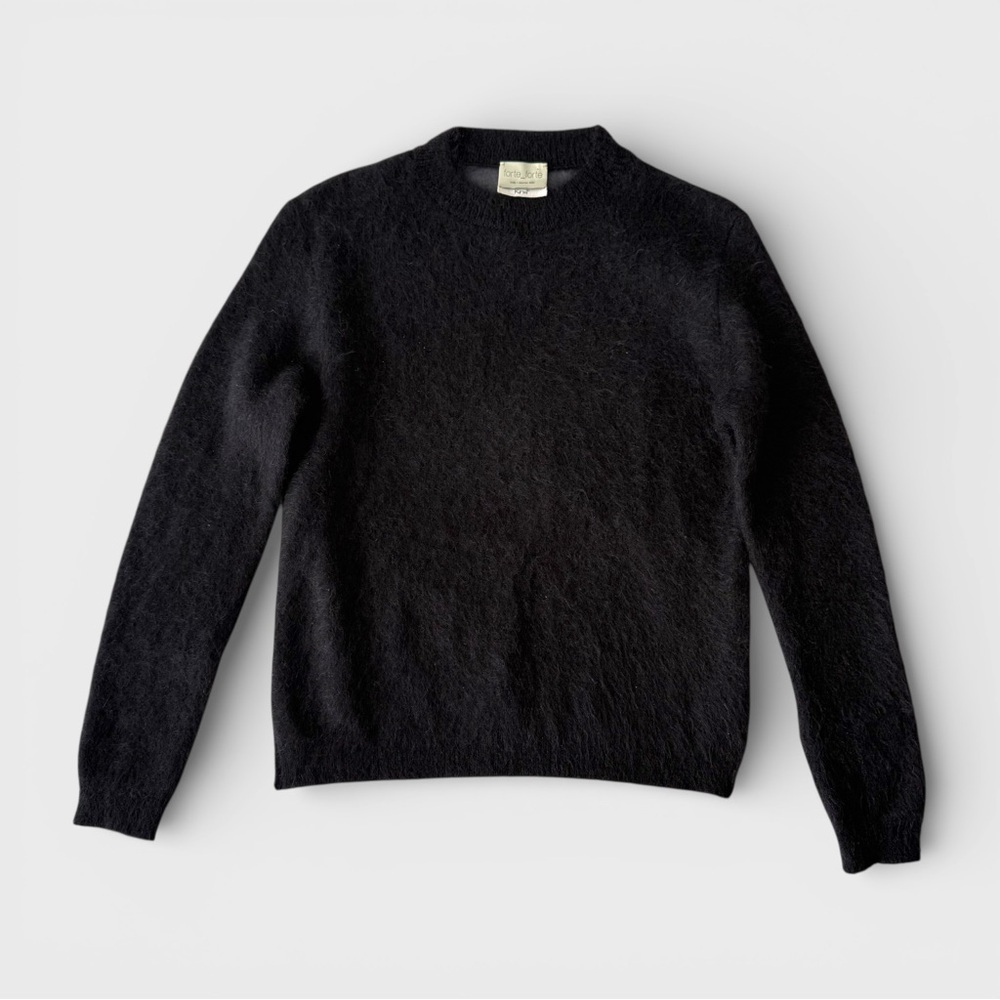 forte_forte - Mohair Blend Knit Sweater with Silk Back Panel – Black